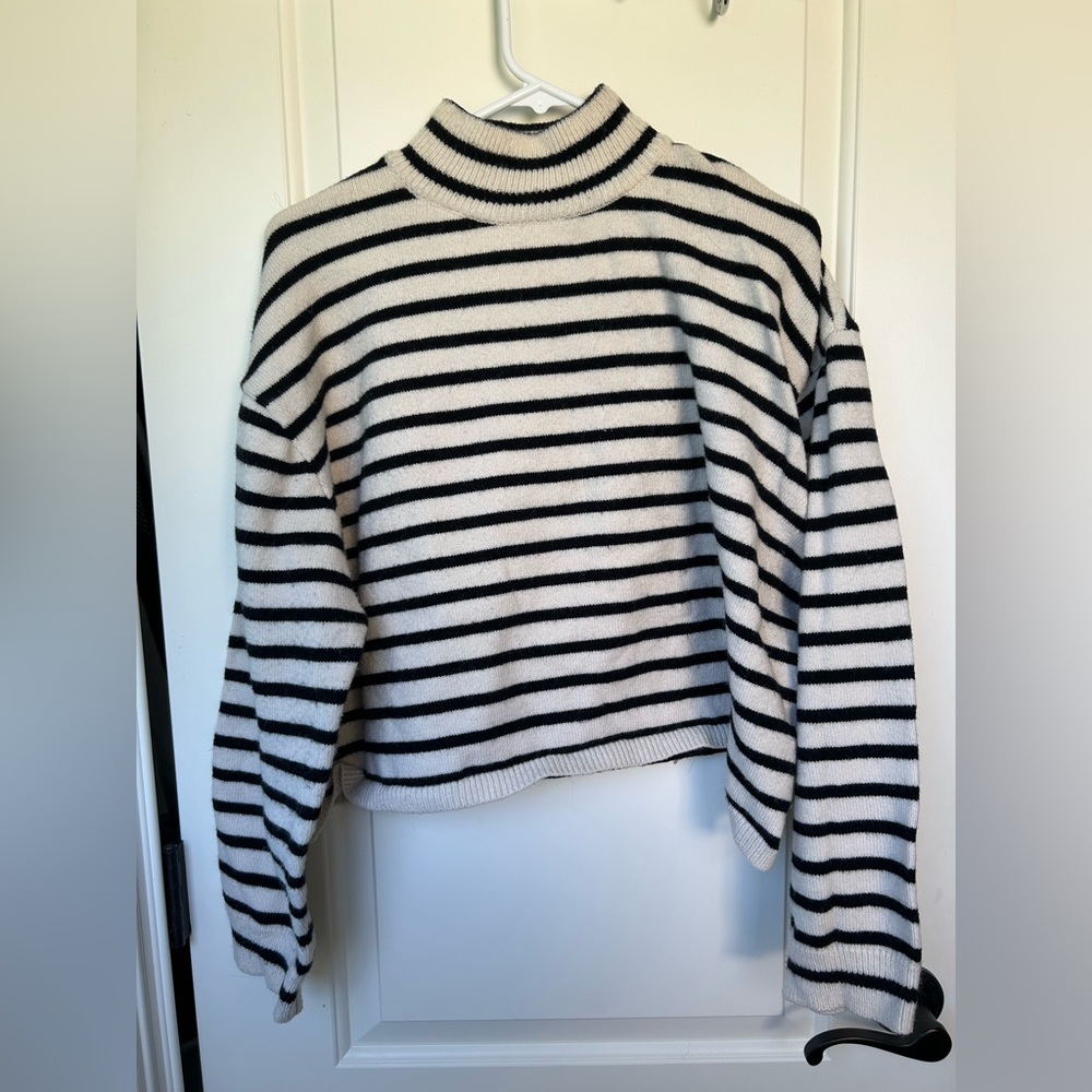 Cider Black and Cream Striped Sweater